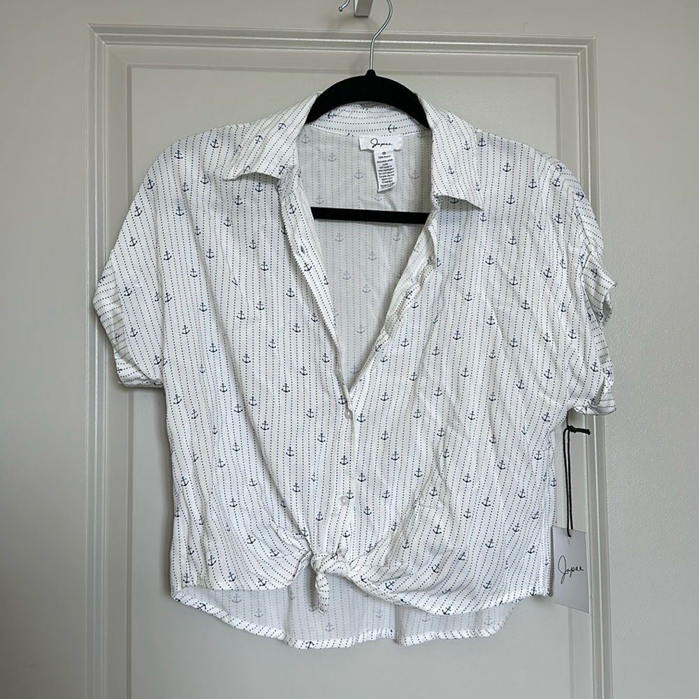Anchor print crop blouse - small